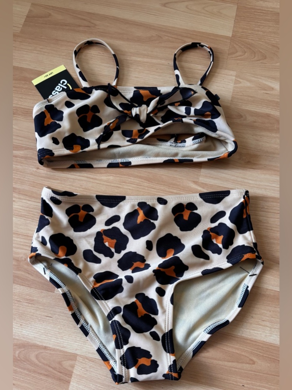 5/$25 Art Class Leopard Print Bikini Set - Black & Tan